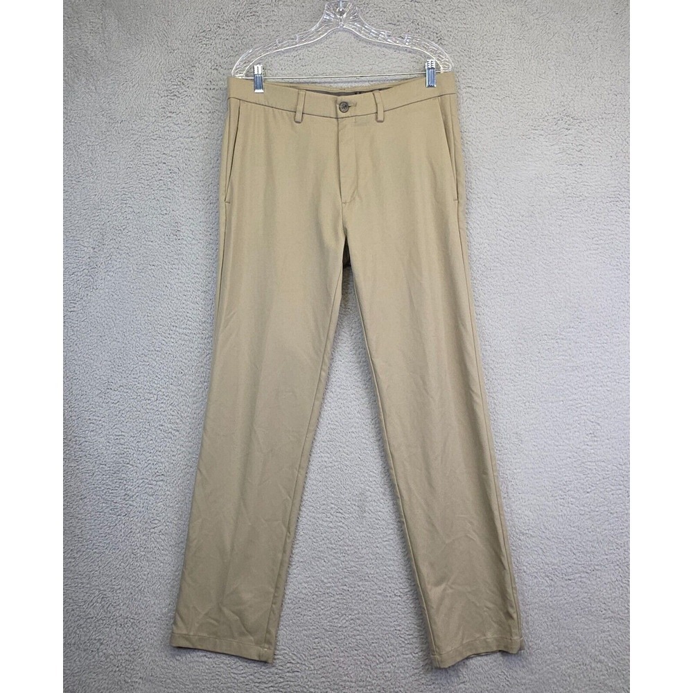 Haggar Performance Pants 34x34 Khaki Straight Fit Cool 18 Pro Dress Pants Preppy